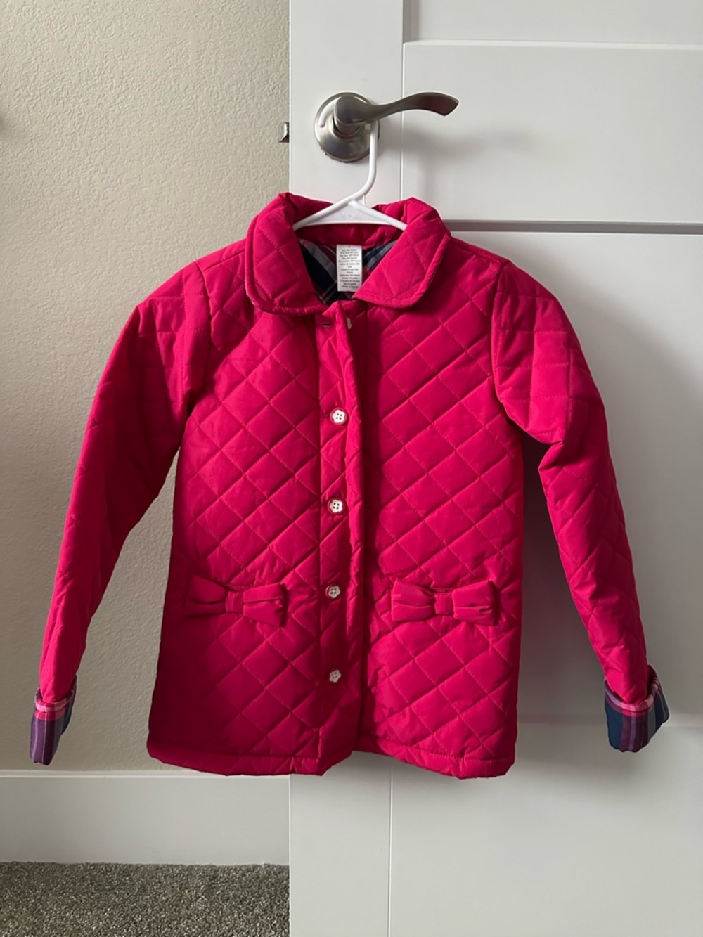 NEW Gymboree Girls’ Quilted Lightweight Coat Jacket Size 8 – Pink w/ Bow Detail